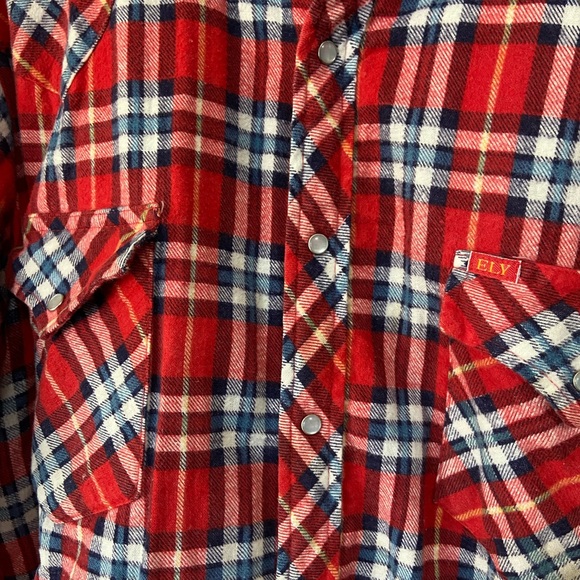 Vintage ELY Plains Quilted Warm Red Plaid Pearl Snap Button Down Shirt Men’s XL - Picture 5 of 7